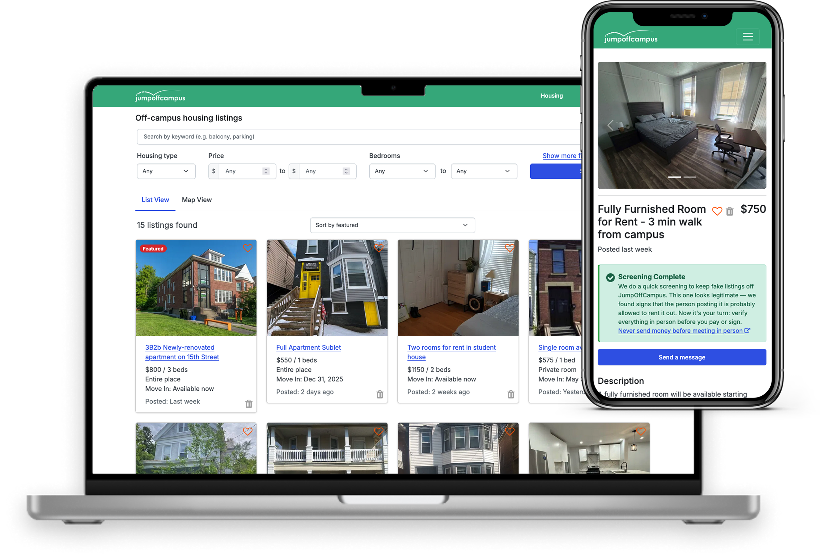 Laptop and Mobile Devices Showing JumpOffCampus Platform