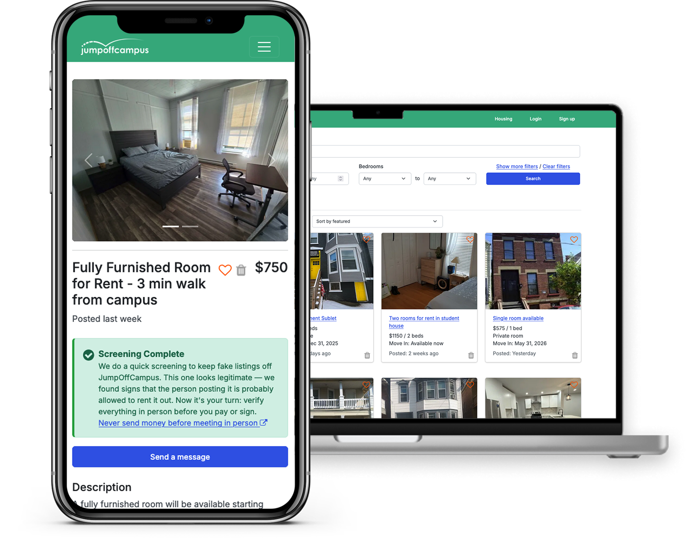 Laptop and Mobile Devices Showing JumpOffCampus Platform